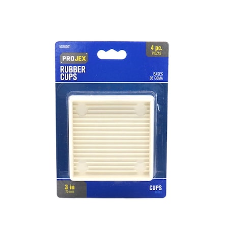 Kd Gabinetes 3 x 3 in. Rubber Square Caster Cup, White, 4PK KD3306479